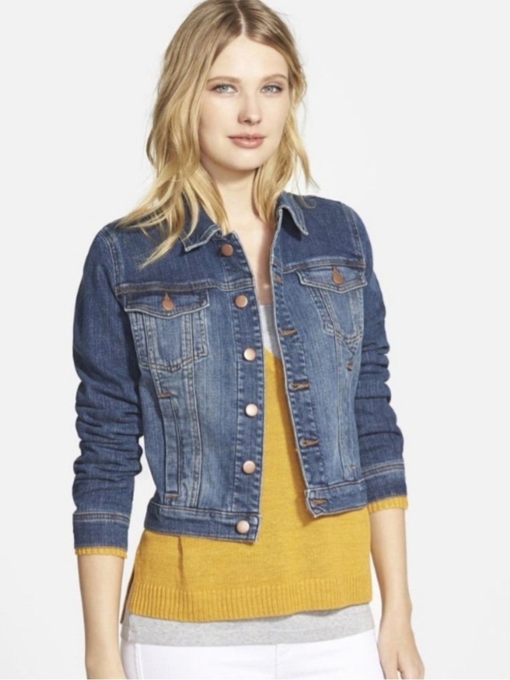 Eileen Fisher Cotton Stretch Dark Blue Denim Jacket